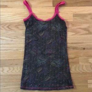 Free people Printed tank top with hot pink straps